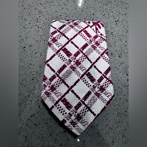 Oleg Cassini Burgundy and White Checkered Tie
